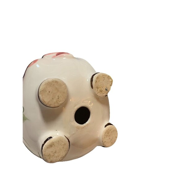 Vintage Anthropomorphic Small Piggy Bank Mr. Pig Yellow Hat Ceramic Japan - Picture 4 of 5